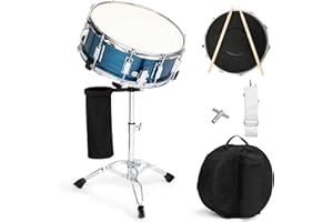 Ktaxon 14 x 5.5 inches Snare Drum Set, Marching Snare Drum Kit for Students Beginners, Comes with Stand Sticks, Key, Bag, Mute Pad and Adjustable Straps (Blue)