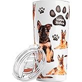 Greenline Goods German Shepherd Insulated Tumbler With Lid 20 oz - Perfect For Dog Moms, Dads, Lovers - German Shepherd Insulated Mug - Tumbler Dog Breed Design - Hand Wash Preferred Non-Slip Base