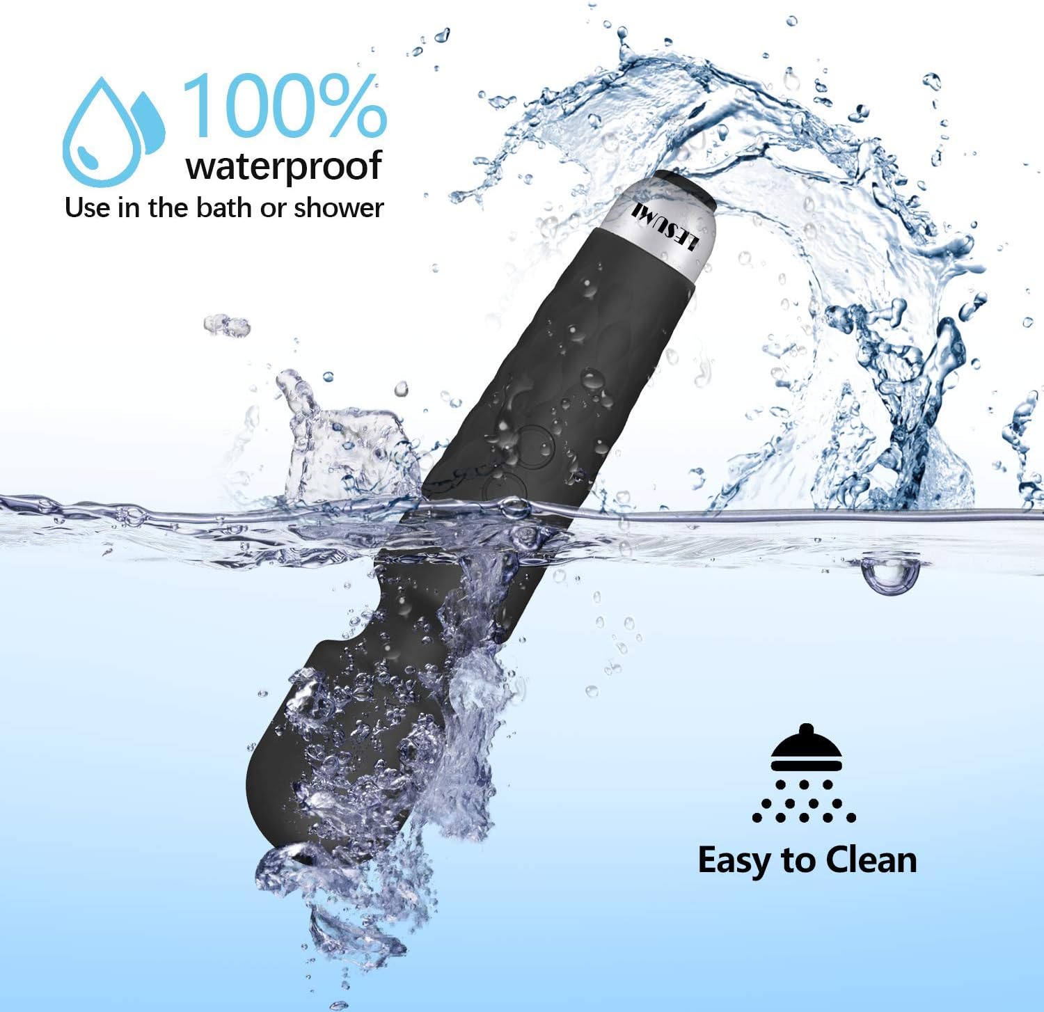 LESUMI Upgraded Personal Wand Massager with Memory - Premium with 8 Speeds 20 Patterns and One-Click Recovery - Mini Handheld Powerful Rechargeable for Neck Back Stress Relief Relax Muscles (Black): Health & Personal Care