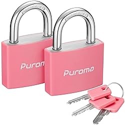 Puroma Lock Keyed Padlock, 2 Pack Aluminum Locks