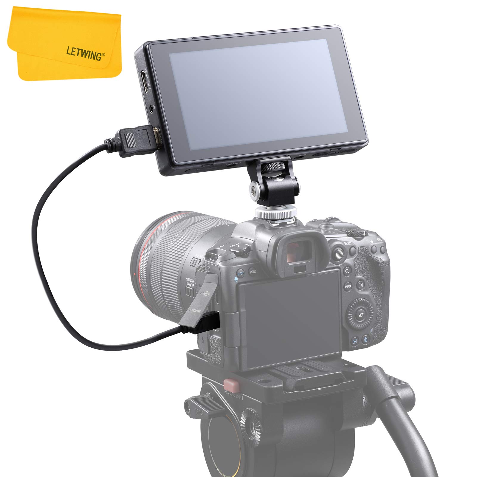 Godox GM55 DSLR Camera Field Monitor 5.5 Inch IPS Touch Screen Camera Monitor with 4K HDMI Output Focusing Screen 1920x1080 Metal Case 360° Rotating Bracket