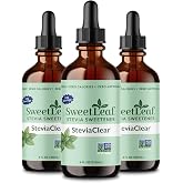 SweetLeaf Stevia Drops Liquid Sweetener, SteviaClear - 4 Fl Oz, Pack of 3 | Unflavored Sweet Drops, Organic Stevia Leaf Extract, Zero Calorie, No Erythritol, Sugar Substitute, With Dropper