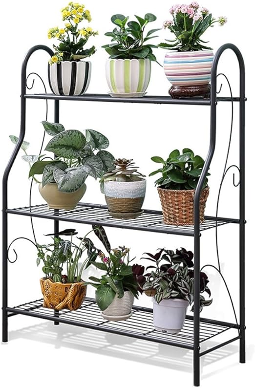 Yff 3 Tiers Europaischen Stil Schwarz Indoor Outdoor Eisen Handwerk Blumenregal Mehrschichtige Pflanze Display Racks Garten Metall Regale Wohnzimmer Schlafzimmer Balkon Dekoration Bodenstander 70 3 Amazon De Kuche Haushalt