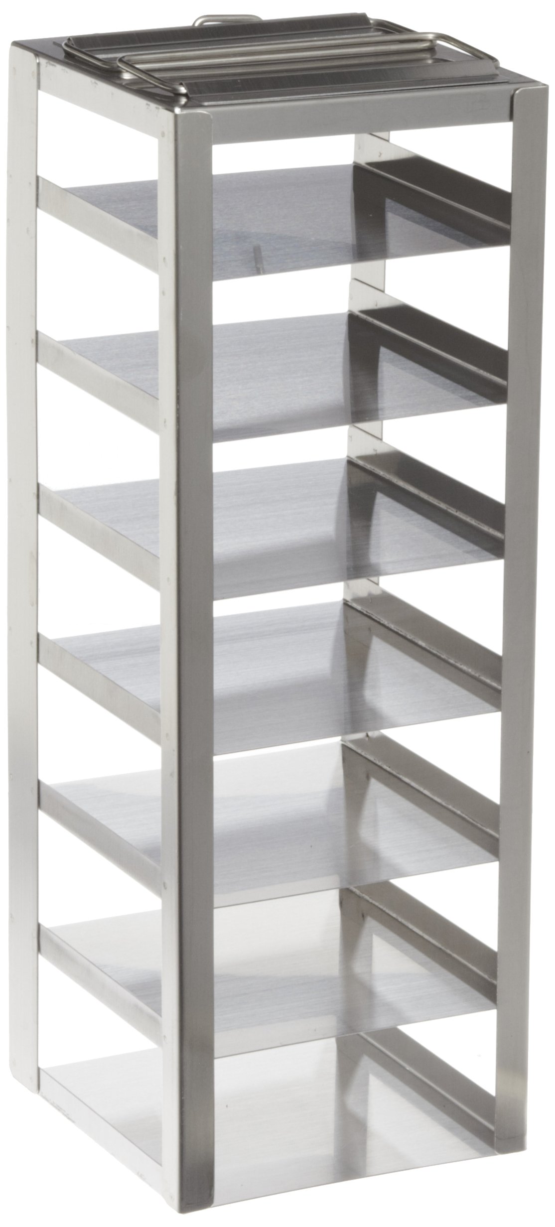 Heathrow Scientific HD2862AB Stainless Steel Vertical 7 Compartment Freezer Rack for 53mm Tall Boxes