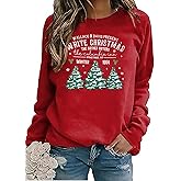 AmazingLucky Christmas Sweatshirt for Women – White Christmas Pullover, Lightweight Festive Holiday Graphic Top