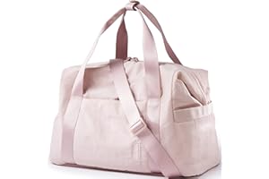 BAGSMART Gym Bag for Women, Carry on Weekender Overnight Bag, Travel Duffel Bags with Trolley Sleeve, Personal Item Travel Bag Tote Bag Workout Dance Bag(Pink,Medium)