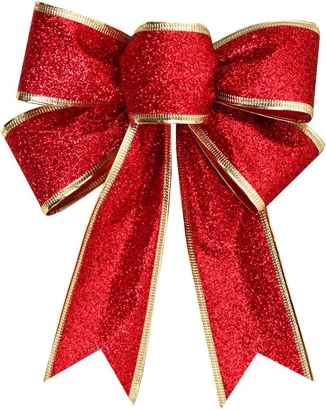 Bows & Ribbons - Dzrige Red Glitter Christmas Bow Christmas Wreath Bow Large Xmas Tree Bowknot with Gold Edge for Christmas Tree Party Gift Present Xmas Decoration,7.87