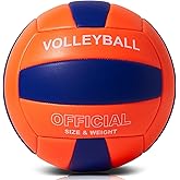 PECOGO Volleyball Size 5 PU Leather Soft Indoor Outdoor Volleyballs Sports Training Game Play Ball for Beginner, Teenager, Adult, 8.2