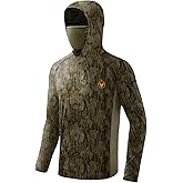 Palmyth Hunting Hoodie with Mask for Men Long Sleeve Sun Protection UV UPF 50+ Camo Fishing Shirts