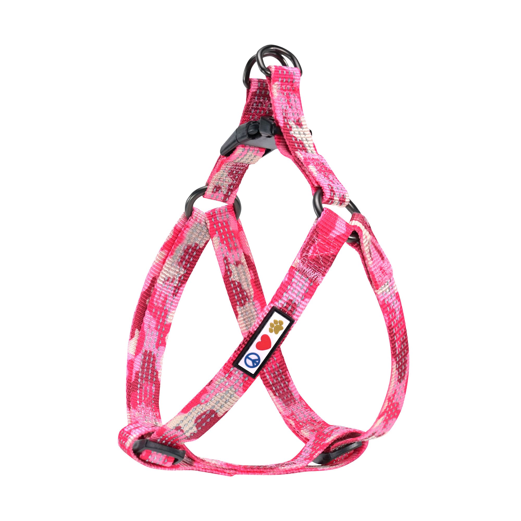 Pawtitas Reflective Step In Dog Harness or Reflective Vest Harness, Comfort Control, Training Walking of your Puppy/Dog Medium Dog Harness M Pink Camouflage Dog Harness