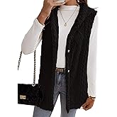 ZAFUL Long Vest for Women Sleeveless Button Down Plush Hooded Vest Winter Outerwear Vest Coat