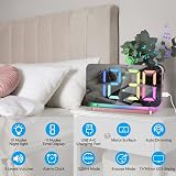 SZELAM 7.4 Inch Digital Alarm Clock Bedside Mirror RGB Night Light USB-C view 3