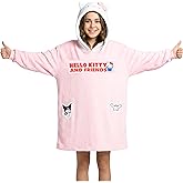 Hello Kitty Blanket Hoodie for Girls, Teens, Fleece Pullover with Hood, Kawaii Loungewear Sanrio Gifts for Girls