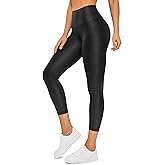 CRZ YOGA Butterluxe Matte Faux Leather Leggings for Women 23'' - High Waisted Buttery Soft Lounge Capri Faux Leather