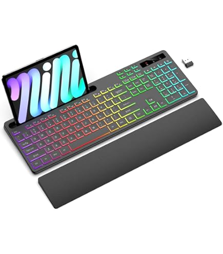 ワイヤレスキボードライト付きRGB wireless keyboard Amazon.com: Soueto Wireless Keyboard with 7-Color RGB Backlit