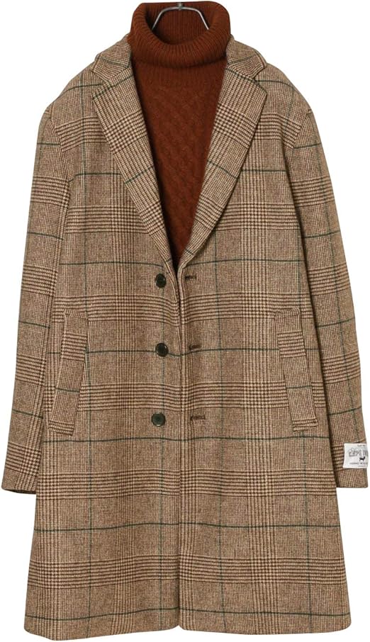 Amazon レイジブルー ケープメリノ使用 柄 チェスター コート メンズ L ブラウン 5 コート ジャケット 通販