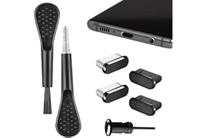 AILOVETECK USB C Dust Plug Cover, 4pcs USB C Port Cover Cap Charging Port Cleaner with Cleaning Kits for iPhone 15 16 17 Series, Samsung Galaxy S23/S22/S21/S20 Ultra, Note 20/10 and All Type C Devices