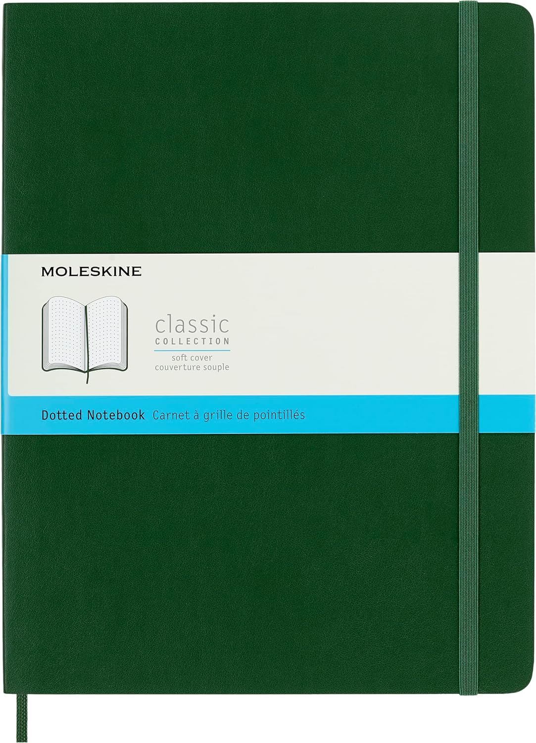 Moleskine Classic Notebook, Notebook With Dotted Pages, Soft Cover and Elastic Closure, Myrtle Green, XL, 19 x 25 cm, 192 Pages
