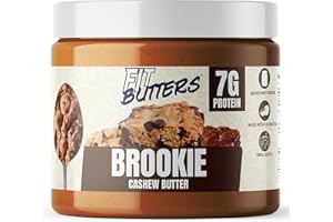 Fit Butters Brookie Cashew Butter - Added Protein and Coconut Oil, Low Carb, Low Sugar, Complete Protein Dessert Flavored Nut Butter