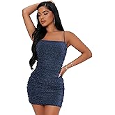 Floerns Women's Glitter Sleeveless Ruched Party Clubwear Bodycon Mini Dress