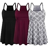 SUIEK 3 Pack Maternity Nursing Tank Tops with Bralette Cotton Breastfeeding Camisole