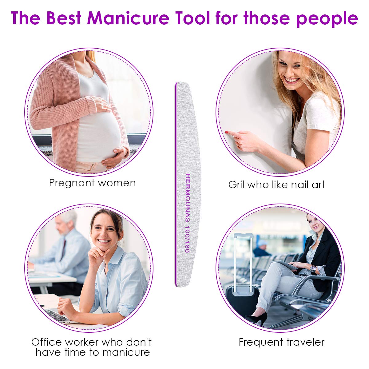 18 PCS Nail Files, Nail Files and Buffers Professional Double Sided 100/180 Grit Nail Styling Tools for Home and Salon Use : Beauty