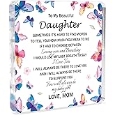 Daughter Gifts from Mom Purple Butterfly Gifts for Teen Girls Decorative Acrylic Block Plaque Unique Birthday Valentines Day Mothers Day Christmas Stocking Stuffers for Bouns Daughter In Law