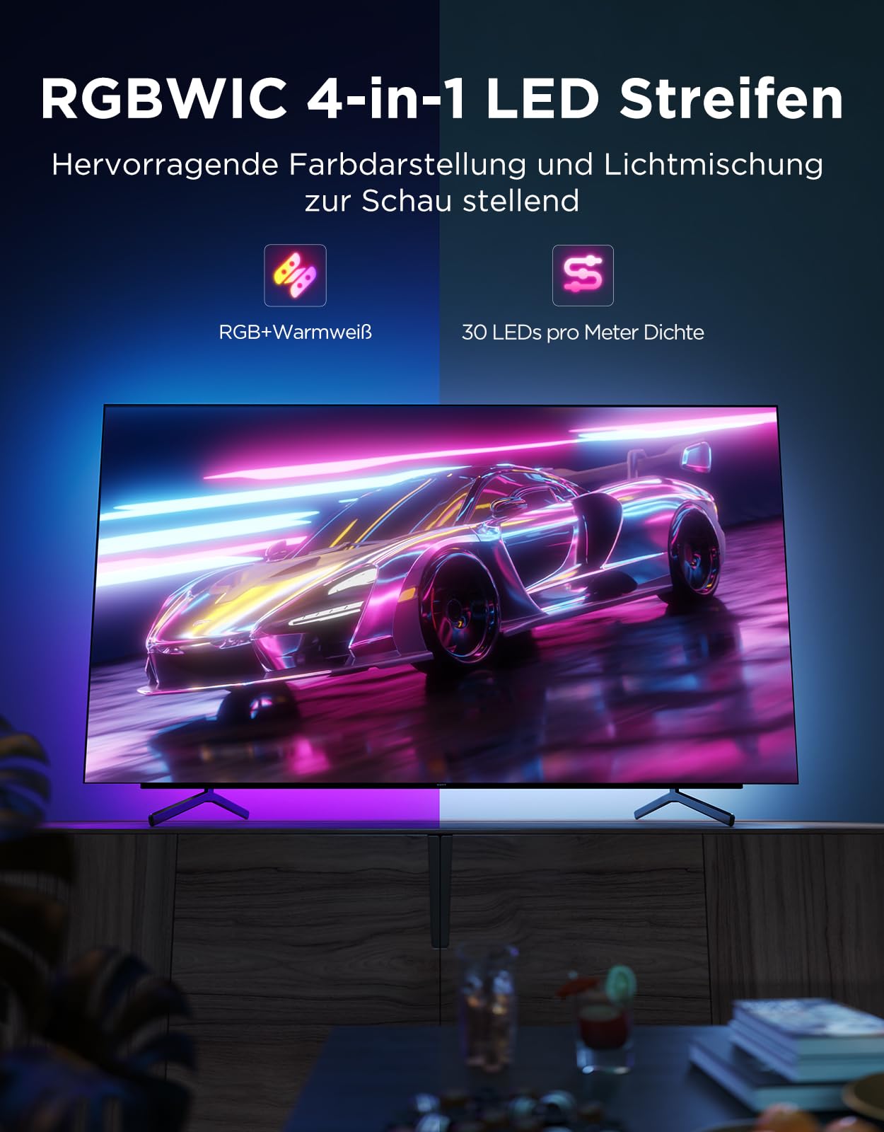 Govee TV LED Hintergrundbeleuchtung 2 Schneidbar für 32-70 Zoll TVs, RGBWIC 4,4m Streifen. 210+ Szenen, Matter-fähig, Musiksync, App-Steuerung, Alexa. Einfache DIY-Installation 2