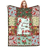 LodiSFOA Cardinal Lightweight Microfiber Plush Throw Blanket Air Conditioner for Couch Bed Sofa Travel All Seasons (Red Cardinal, 50" x40")