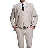 Fesenbo Men Suits Lightweight 3 Piece Slim Fit 2 Button Blazer Vest Pants Suit Sets Casual Men Wedding Suits Prom Tuxedo