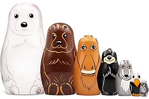 MATRYOSHKA&HANDICRAFT Matryoshka Dolls Northern Animals Alaska Set 7 pcs Wooden Figurines