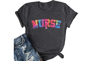 HEBBE Heart Nurse Graphic Tees for Women - Casual Short Sleeve Top