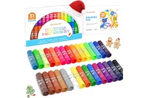 SHUTTLE ART Tempera Paint Sticks, 30 Colors Solid Tempera Paint for Kids with 1 Drawing Pad, Super Quick Drying, Non-Toxic, Works Great on Paper Wood Glass Ceramic Canvas