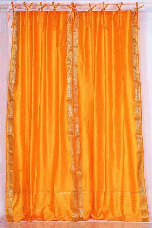 Amazon Com Pumpkin Tie Top Sheer Sari Curtain Drape Panel