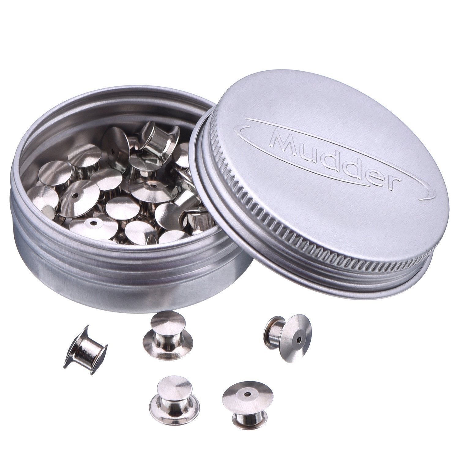 30 Pieces Locking Pin Keepers Backs, No Tool Required (Silver), Silver