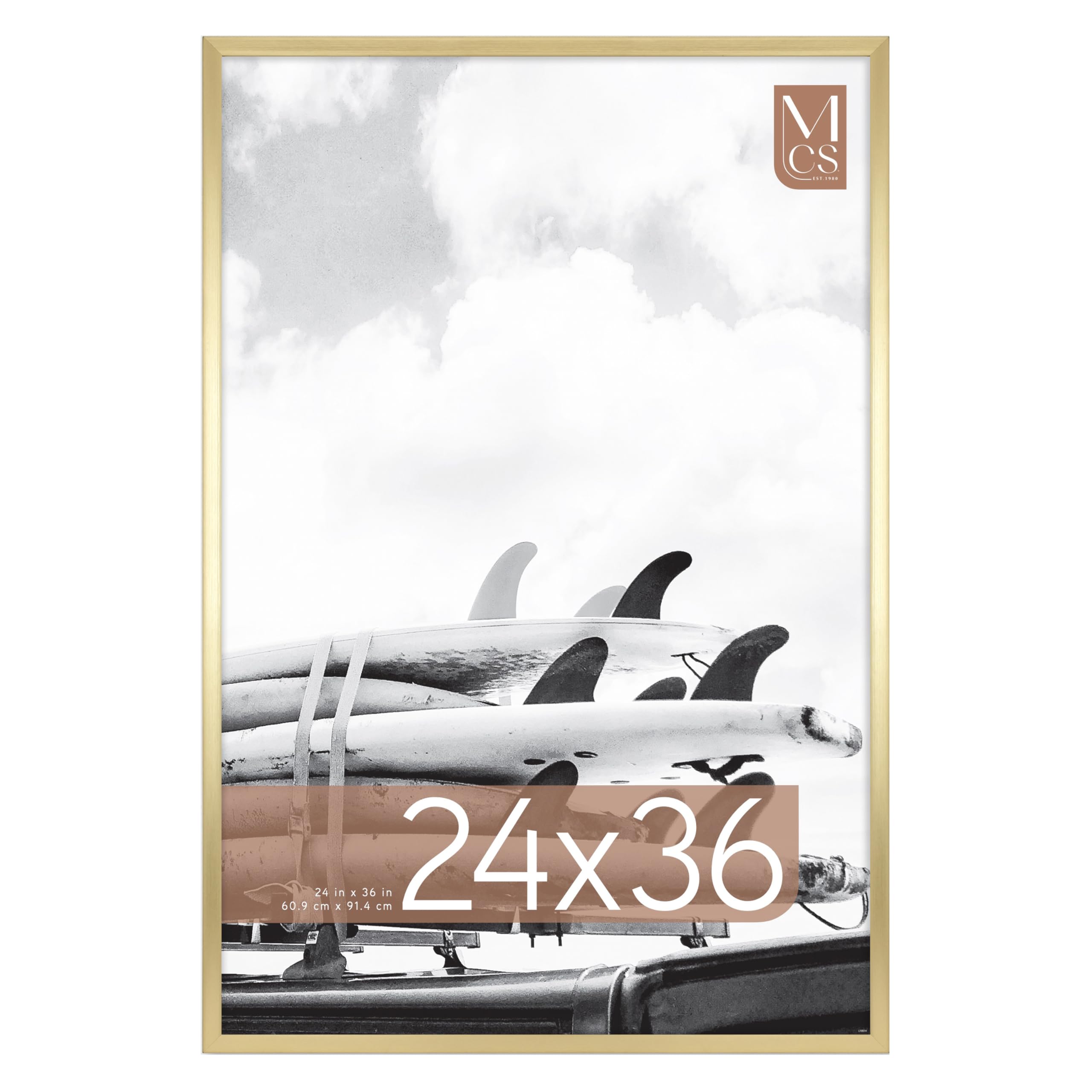 Photo 1 of MCS Foundation 24x36 Poster Frame Traditional Brass, Vertical & Horizontal Wall Hanging Large Picture Frame for Photos, Posters & Art Prints (1-Pack)