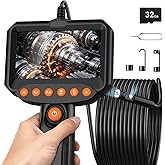 Dual Lens Endoscope Camera with Light, 1920P HD Industrial Borescope with 4.3" LCD, IP67 Waterproof Inspection Camera, 16.4FT Semi-Rigid Cable, 8 LED Lights 32GB Card, for Sewer Pipe Car Repair(Black)