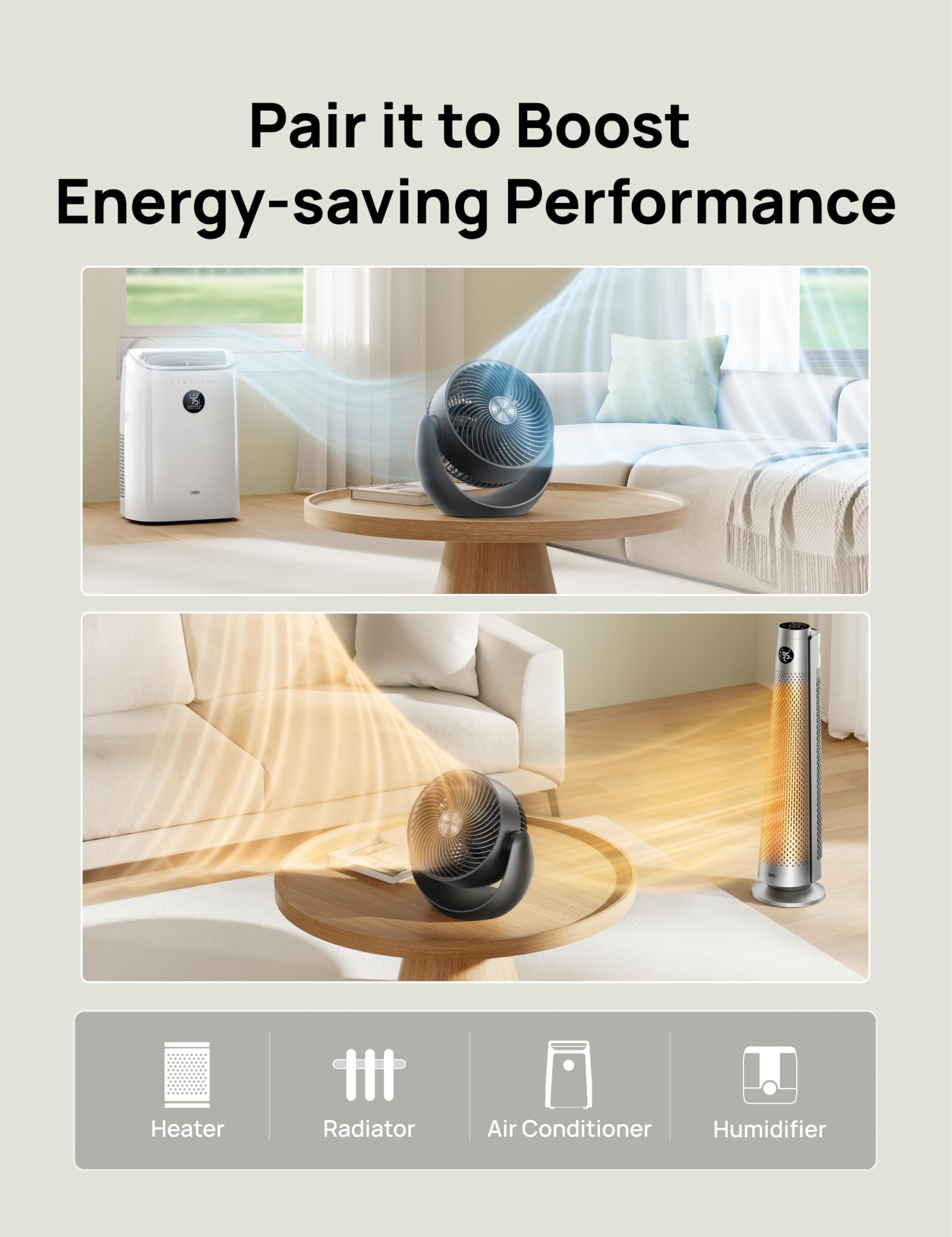 Dreo Fan for Bedroom, Floor fans for Whole Room, 40ft Strong Airflow, 120° Adjustable Tilt, 28db Low Noise, Quiet, 11 Inch, 3 Speeds, 2025 New Air Circulator for Office, Kitchen, Home