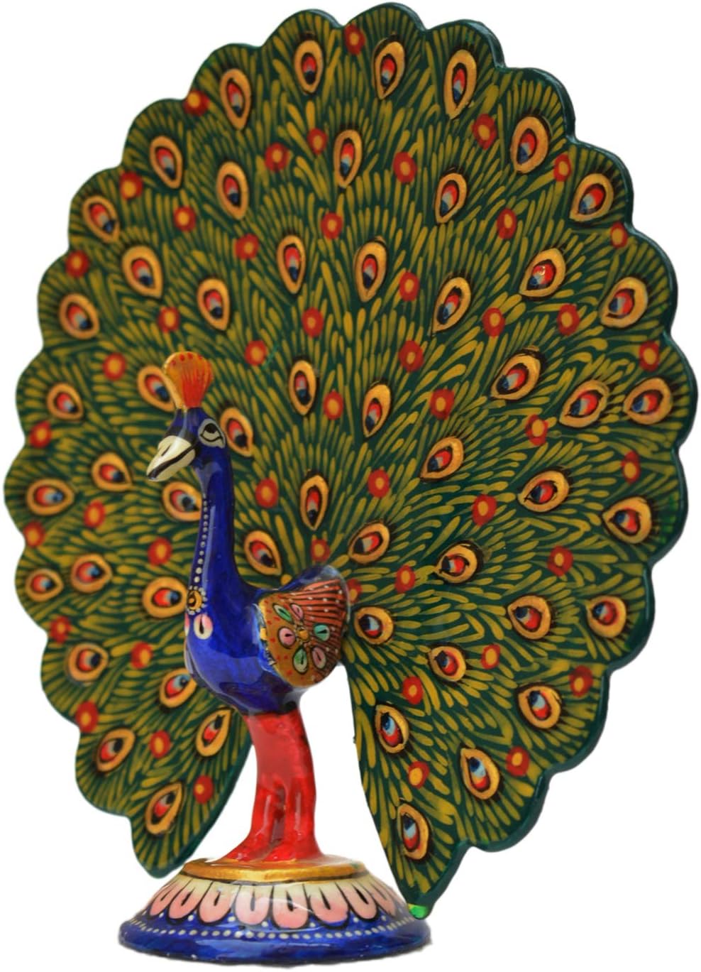Lavanshi Meenakari Metal Chatter Peacock Figurine Showpiece, Multicolor