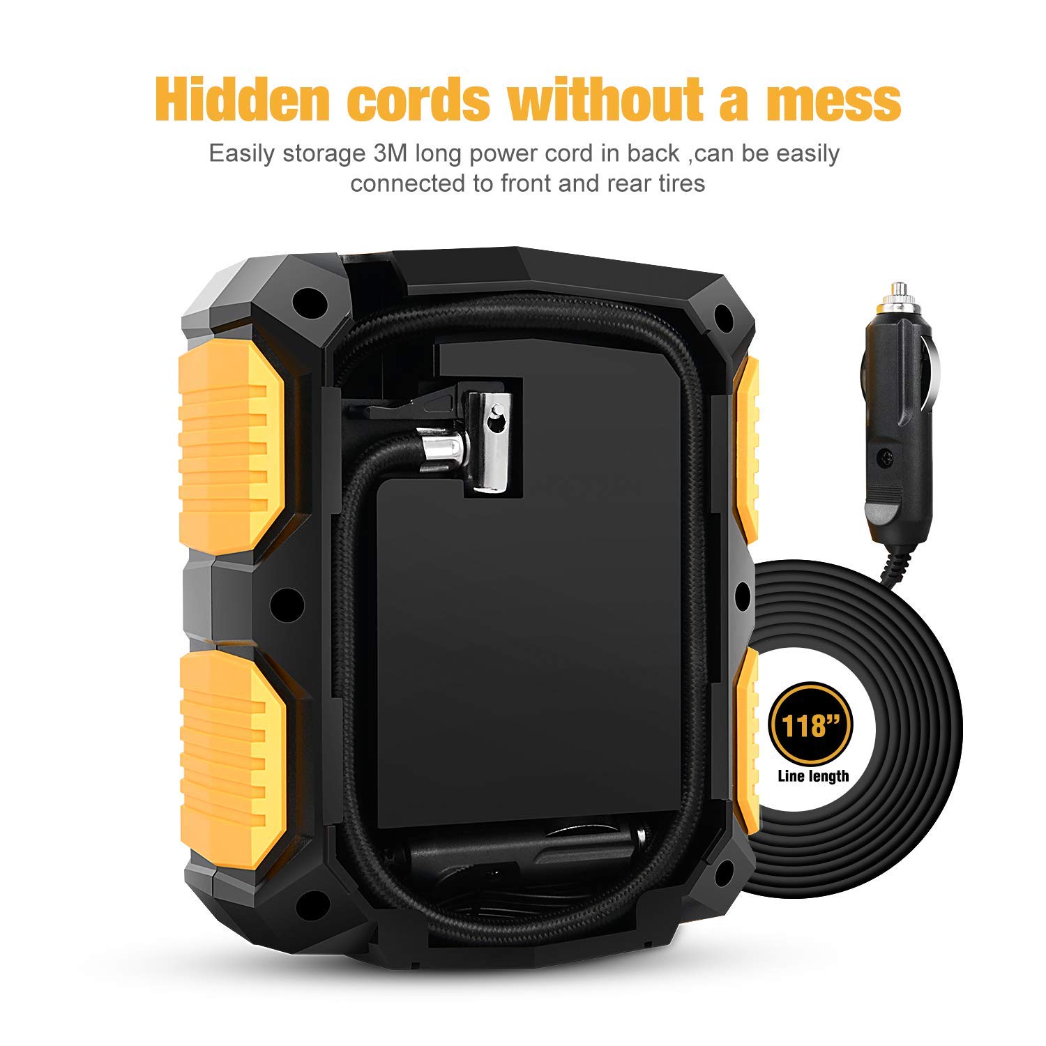 GOOACC 030102 12V DC 150Psi Portable Electric Auto Air Compressor Pump and Car Tire Inflator Pre-set Pressure Auto Shut Off