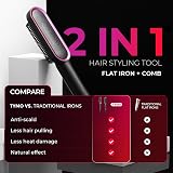 TYMO Hair Straightener Brush UK 2-in-1 Anti-Scald 5 Temp 130-210C Black view 2