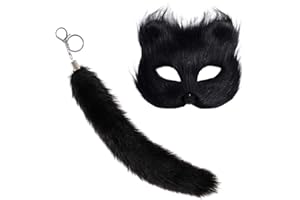 Yookat Faux Fox Masquerade Mask and Fox Tail Faux Fox Face Mask Fox Mask Cat Mask Masquerade Mask Halloween Costume Masks