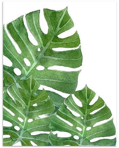 Amazon Com Tropical Monstera Leaf Watercolor Wall Art 11x14 Unframed Decor Print Makes A Great Gift For Botanical Plant Lovers Handmade