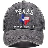 OASCUVER Texas Lone Star State Hat, TX States Flag Map Shape Embroidered Adjustable Washed Baseball Cap