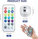 Raykce 5 Pack Mini Submersible LED Lights with Remote Colourful ABS Battery Tea view 5