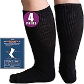Bulinlulu Extra Width Socks for Swollen Feet-4 Pairs Bariatric Hospital Socks,Lymphedema Diabetic Socks for Women Men 13-15