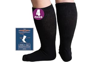 Bulinlulu Extra Width Socks for Swollen Feet-4 Pairs Bariatric Hospital Socks,Lymphedema Diabetic Socks for Women Men 13-15