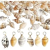 30PCS Natural Shell Pendants, Spiral Seashells Craft Charms, Spiral Cowrie Shell Pendants for Jewelry Making Home Decor Ocean Beach Party Supplies