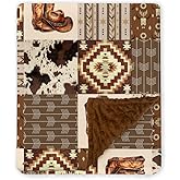 Western Baby Blanket, Cowboy Minky Blankets for Boys Girls, Nursery Room Decor, Soft Warm Lightweight Nursery Bed Blanket for Newborn Toddlers Son Daughter (09)