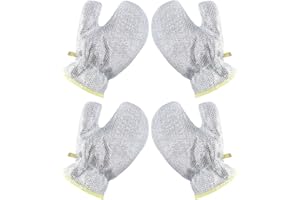 DIYEAH 2 Pairs Waterproof Kitchen Gloves with Steel Wool Scrubber, Reusable Nonscratch Dishwashing Gloves Random Color